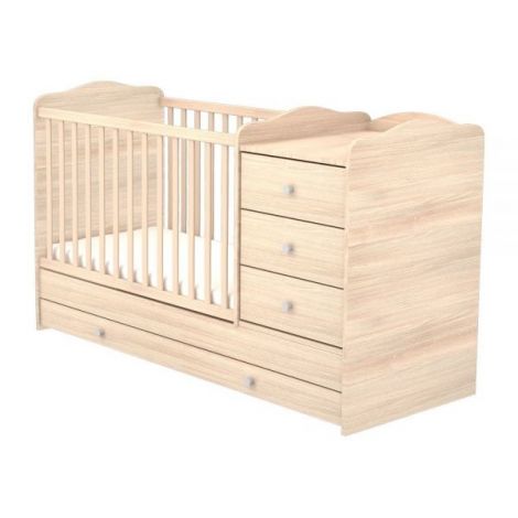 Patut copii transformabil din lemn cu 4 sertare Hubners Eva Kombi 120x60 cm natur - poza 1