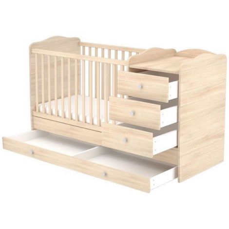 Patut copii transformabil din lemn cu 4 sertare Hubners Eva Kombi 120x60 cm natur - poza 2