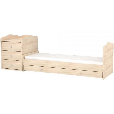 Patut copii transformabil din lemn cu 4 sertare Hubners Eva Kombi 120x60 cm natur - poza 4
