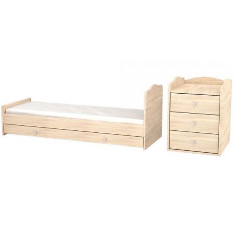 Patut copii transformabil din lemn cu 4 sertare Hubners Eva Kombi 120x60 cm natur - poza 5