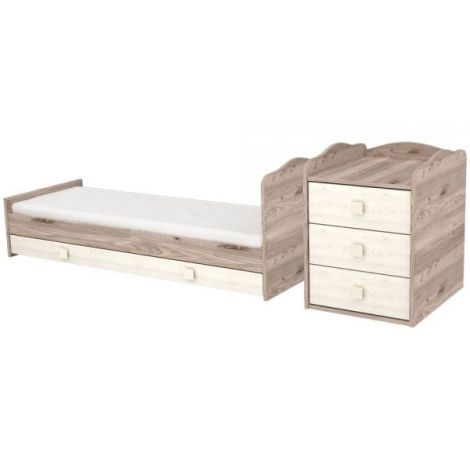 Patut copii transformabil din lemn cu 4 sertare Hubners Sofia Kombi 120x60 cm crem nisip - poza 5