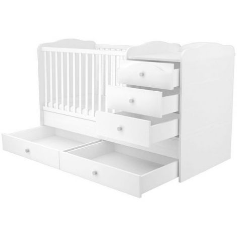 Patut copii transformabil din lemn cu 5 sertare Hubners Matei Maxi Kombi 120x70 cm alb - poza 2