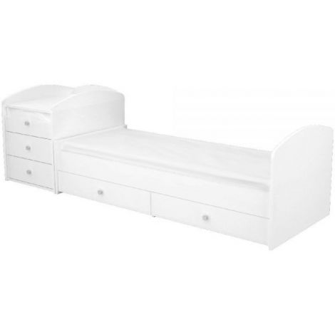 Patut copii transformabil din lemn cu 5 sertare Hubners Matei Maxi Kombi 120x70 cm alb - poza 3
