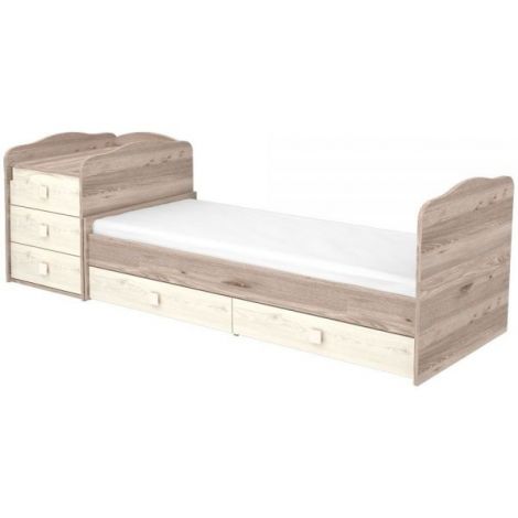 Patut copii transformabil din lemn cu 5 sertare Hubners Sofia Maxi Kombi 120x70 cm crem nisip - poza 3