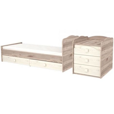 Patut copii transformabil din lemn cu 5 sertare Hubners Sofia Maxi Kombi 120x70 cm crem nisip - poza 4