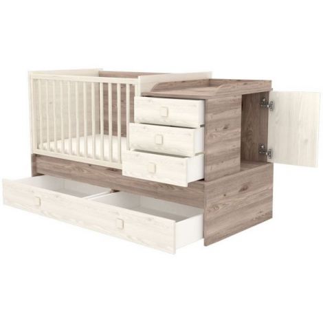 Patut copii transformabil din lemn cu 5 sertare Hubners Sofia Multi Kombi 120x70 cm crem nisip - poza 2