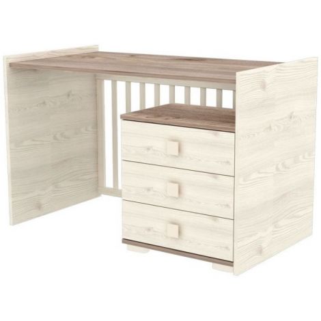 Patut copii transformabil din lemn cu 5 sertare Hubners Sofia Multi Kombi 120x70 cm crem nisip - poza 5