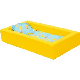 Patut pentru cresa, galben, 140 x 75 x 25 cm, din spuma, cu saltea 8 cm grosime inclusa - poza 2