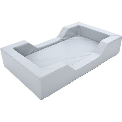 Patut pentru cresa gri, 128 x 75 x 25 cm, din spuma, cu decupaj pentru acces, saltea 8 cm grosime inclusa, stivuibil - poza 2