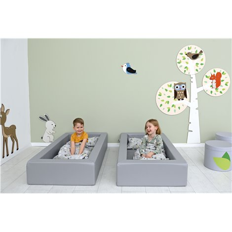 Patut pentru cresa gri, 140 x 75 x 25 cm, din spuma, cu saltea 8 cm grosime inclusa - poza 2