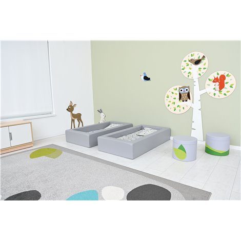 Patut pentru cresa gri, 140 x 75 x 25 cm, din spuma, cu saltea 8 cm grosime inclusa - poza 3