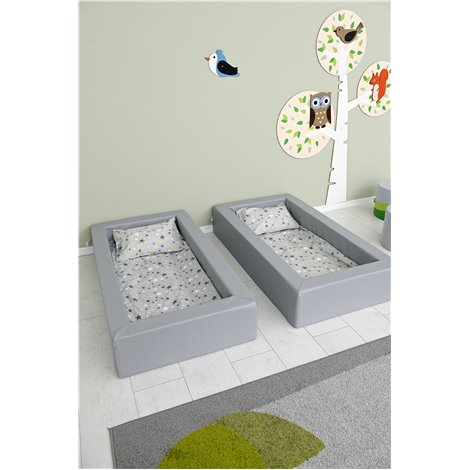 Patut pentru cresa gri, 140 x 75 x 25 cm, din spuma, cu saltea 8 cm grosime inclusa - poza 4