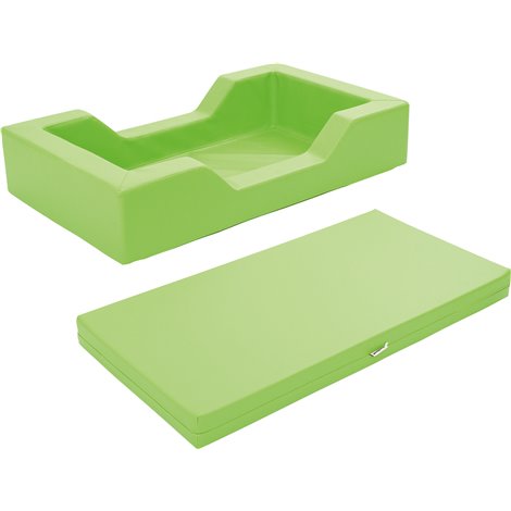 Patut pentru cresa verde lime, 128 x 75 x 25 cm, din spuma, cu decupaj pentru acces, saltea 8 cm grosime inclusa, stivuibil - poza 1