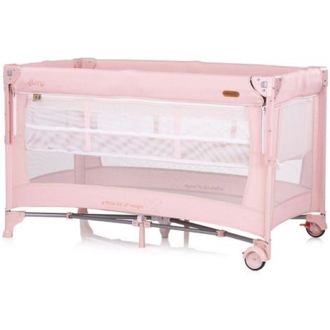 Patut pliabil Chipolino Glory cu laterala culisanta pink marshmallow - poza 1