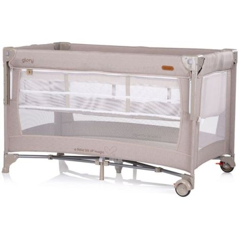 Patut pliabil Chipolino Glory cu laterala culisanta tiramisu - poza 1