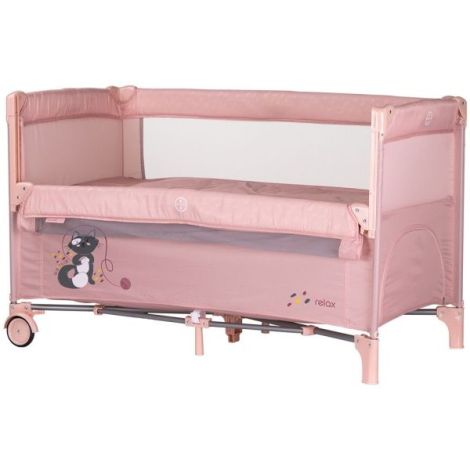Patut pliabil Chipolino Relax pink marshmallow cu laterala culisanta - poza 1