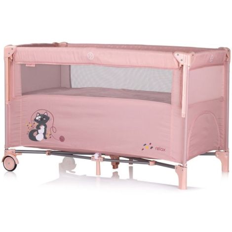 Patut pliabil Chipolino Relax pink marshmallow cu laterala culisanta - poza 2