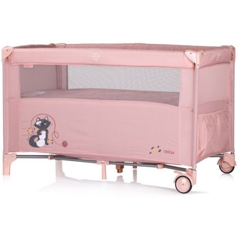 Patut pliabil Chipolino Relax pink marshmallow cu laterala culisanta - poza 3