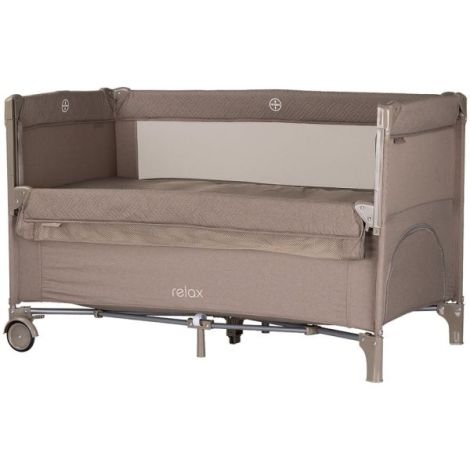 Patut pliabil Chipolino Relax tiramisu linen cu laterala culisanta - poza 1