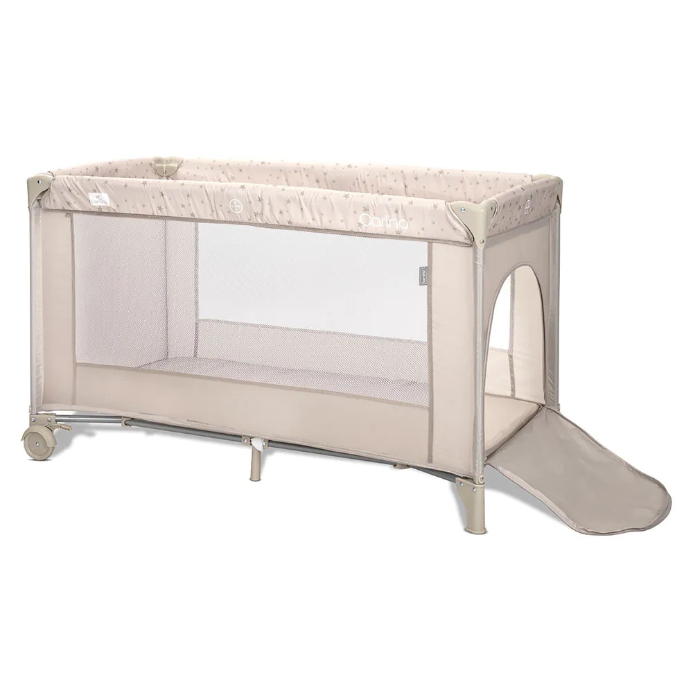 Patut Pliabil cu 2 niveluri Lorelli Classic Carina Beige Stars - poza 3