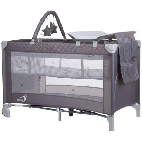 Patut pliabil cu saltea de infasat Chipolino Luna ash grey - poza 1