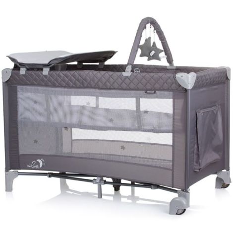 Patut pliabil cu saltea de infasat Chipolino Luna ash grey - poza 2