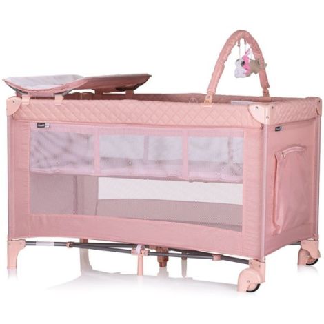 Patut pliabil cu saltea de infasat Chipolino Luna pink marshmallow - poza 2