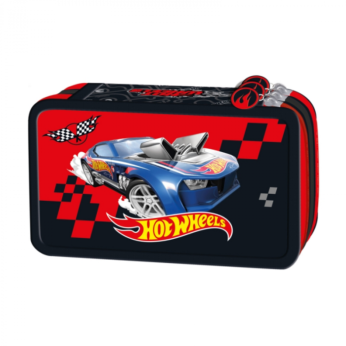 Penar echipat cu 3 compartimente,model Hot Wheels,19x13x7 cm