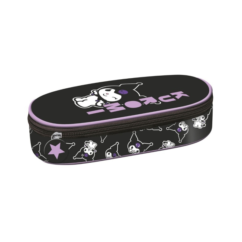 Penar neechipat St. Majewski Kuromi, 1 compartiment, negru roz, oval, 24 x 10 x 6 cm