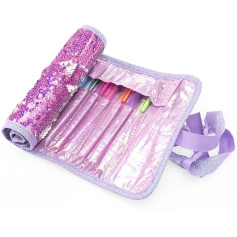 Penar rulabil Girabrilla , cu paiete reversibile si set 12 pixuri gel + 6 markere duble - poza 2