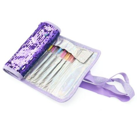 Penar rulabil Girabrilla , cu paiete reversibile si set 12 pixuri gel + 6 markere duble - poza 2