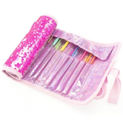 Penar rulabil Girabrilla , cu paiete reversibile si set 12 pixuri gel + 6 markere duble - poza 2