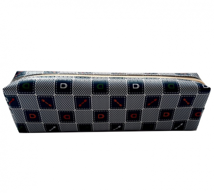 Penar tip etui neechipat,vinilin,design in dungi,17x5x5 cm