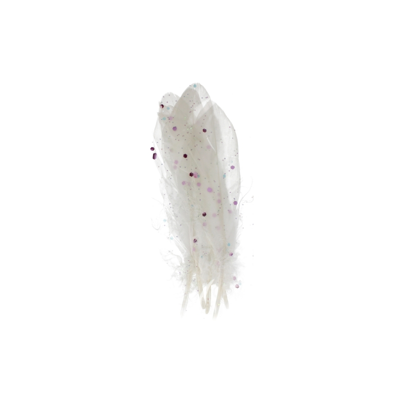 Pene albe confetti pentru activitati crafts 18-20 cm,6 bucati set
