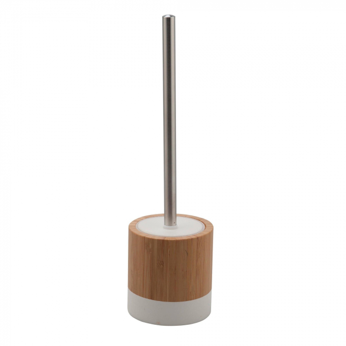 Perie pentru WC, Bambus, Alb-Natur ,36 cm
