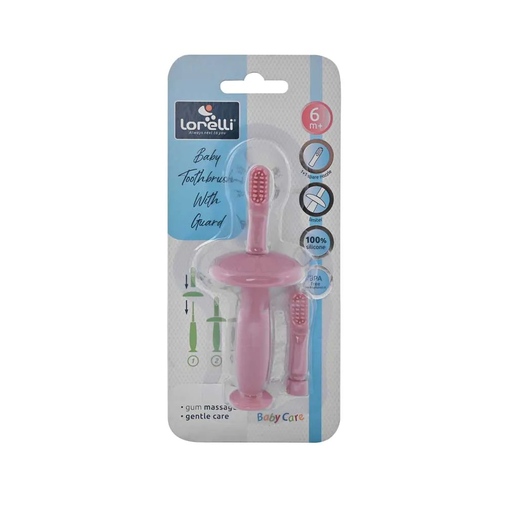 Periuta de dinti cu protectie Lorelli Baby Care Training 6 luni + Roz - poza 2