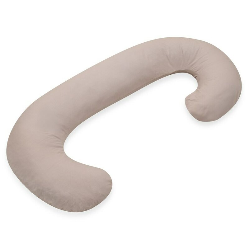 Perna alaptare, New Baby, Cu husa detasabila, In forma de C, Bumbac, Lungime in jurul circumferintei 285 cm, Cappucino