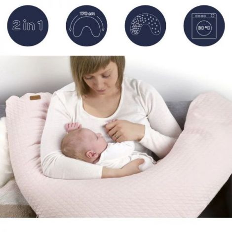 Perna gravida Beaba Big Flopsy 170 cm Fleur de Coton Chalk Pink - poza 3