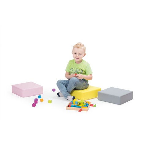 Perna-puf patrata din spuma, cu husa PVC, 30x30x10 cm, lime, certificat Oeko-Tex - poza 3