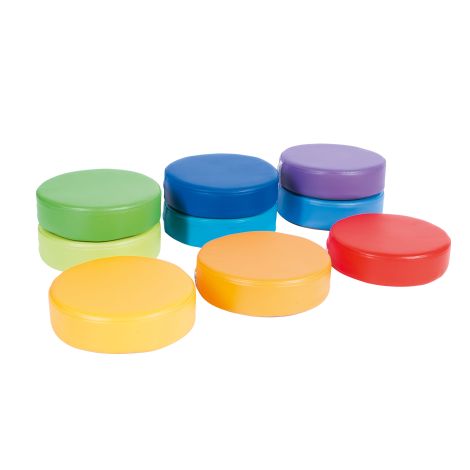 Perna puf rotunda albastra, 30 x 8 cm, din spuma densa, cu baza antiderapanta, pentru uz didactic - poza 3