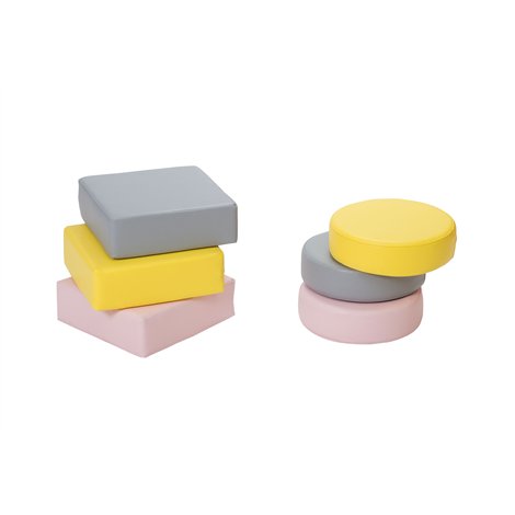 Perna puf rotunda galben deschis, 30 x 8 cm, din spuma densa antideformare, cu baza antiderapanta, pentru uz didactic - poza 2