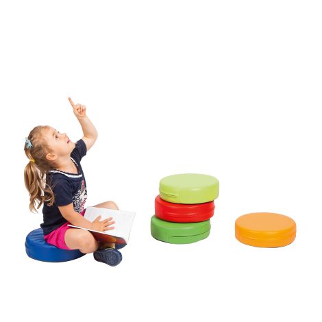 Perna puf rotunda verde, 30 x 8 cm, din spuma densa, cu baza antiderapanta, pentru uz didactic - poza 2