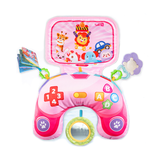Perna Tummy-Time - Carti Textile, Jucarii Senzoriale si sunete - roz