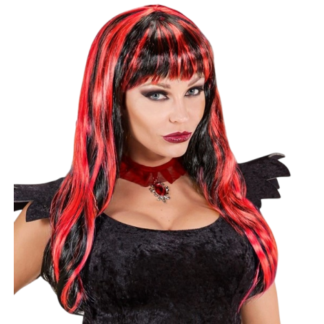 Peruca gothic glam Negru cu Rosu - poza 1