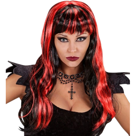 Peruca gothic glam Negru cu Rosu - poza 2