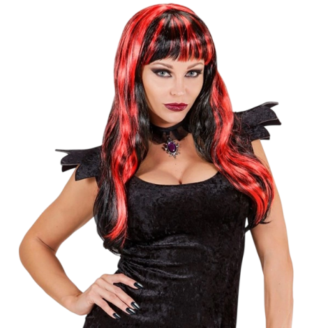 Peruca gothic glam Negru cu Rosu - poza 3
