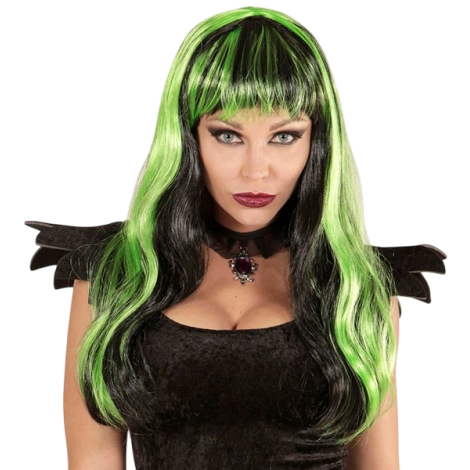 Peruca gothic glam Negru cu Verde - poza 2