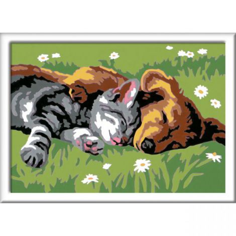 Pictura pe numere - catelus si pisicuta 28930 Ravensburger - poza 2