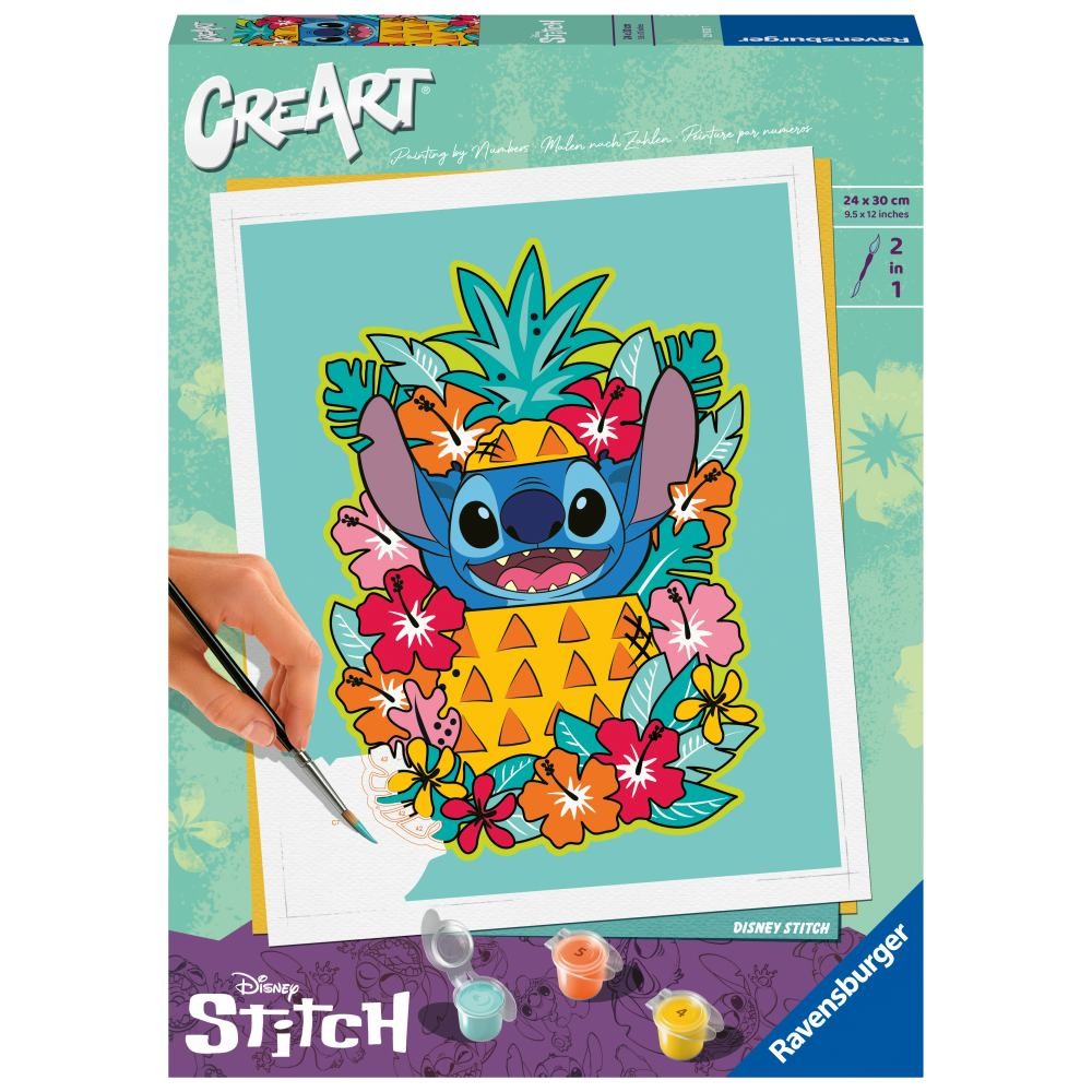 Pictura pe numere pentru adulti Ravensburger CreArt Disney Stitch floral - poza 1