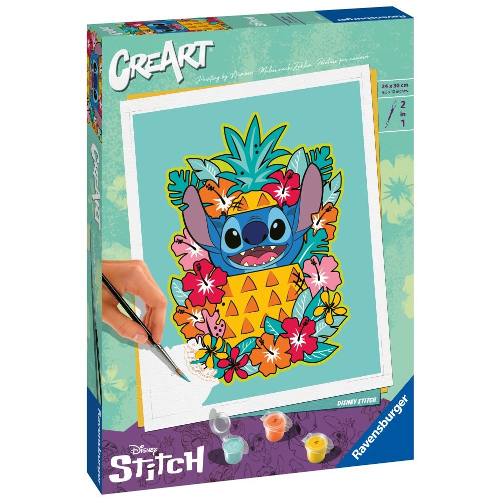 Pictura pe numere pentru adulti Ravensburger CreArt Disney Stitch floral - poza 2